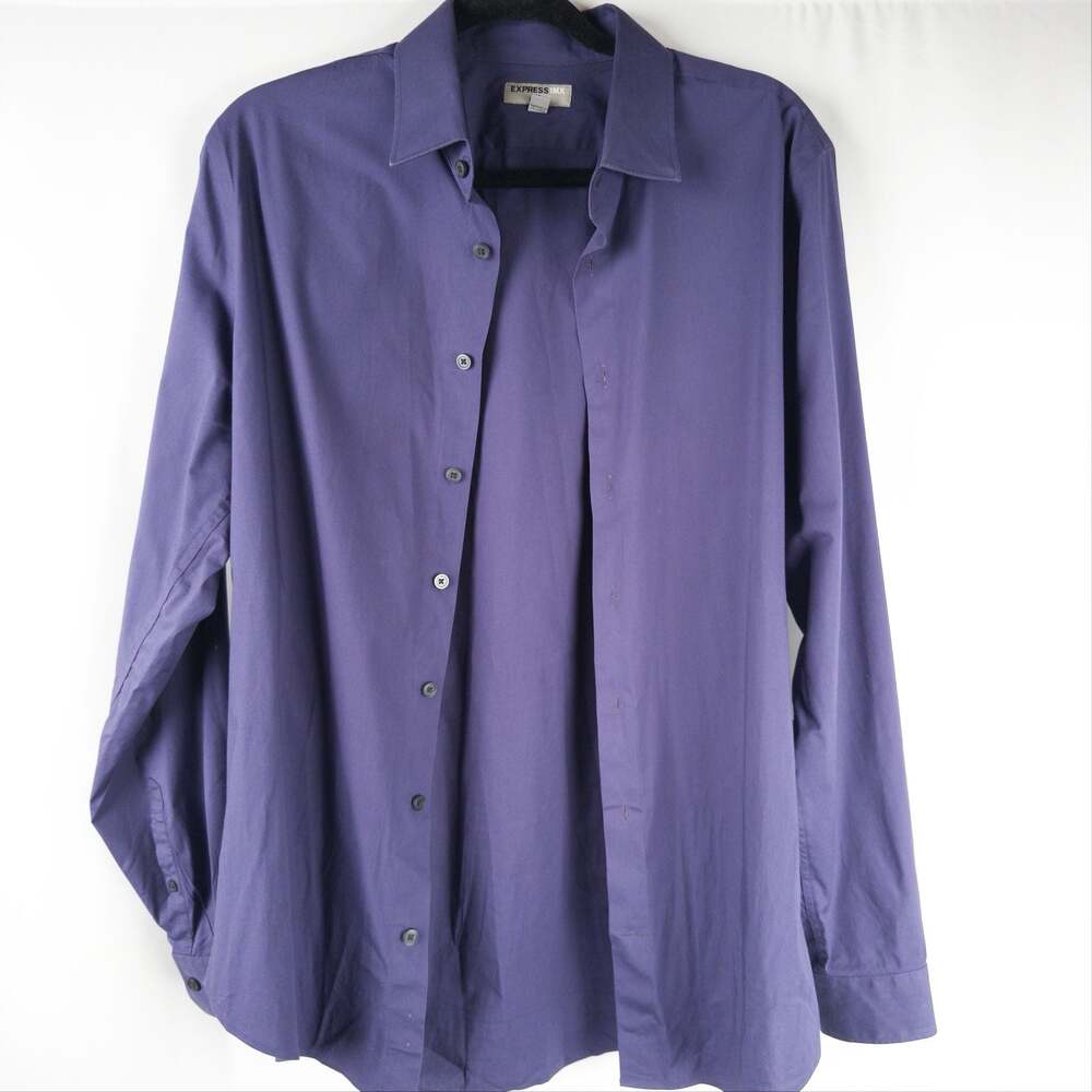 EXPRESS 1MX Men's Long Sleeve Button Down Shirt in Purple